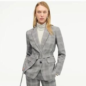 JCrew NWT Blazer Hariett Gray Plaid Blazer with Belt